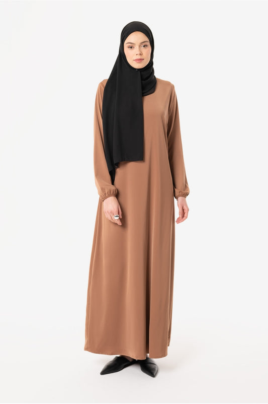Classic high neck abaya mocha brown